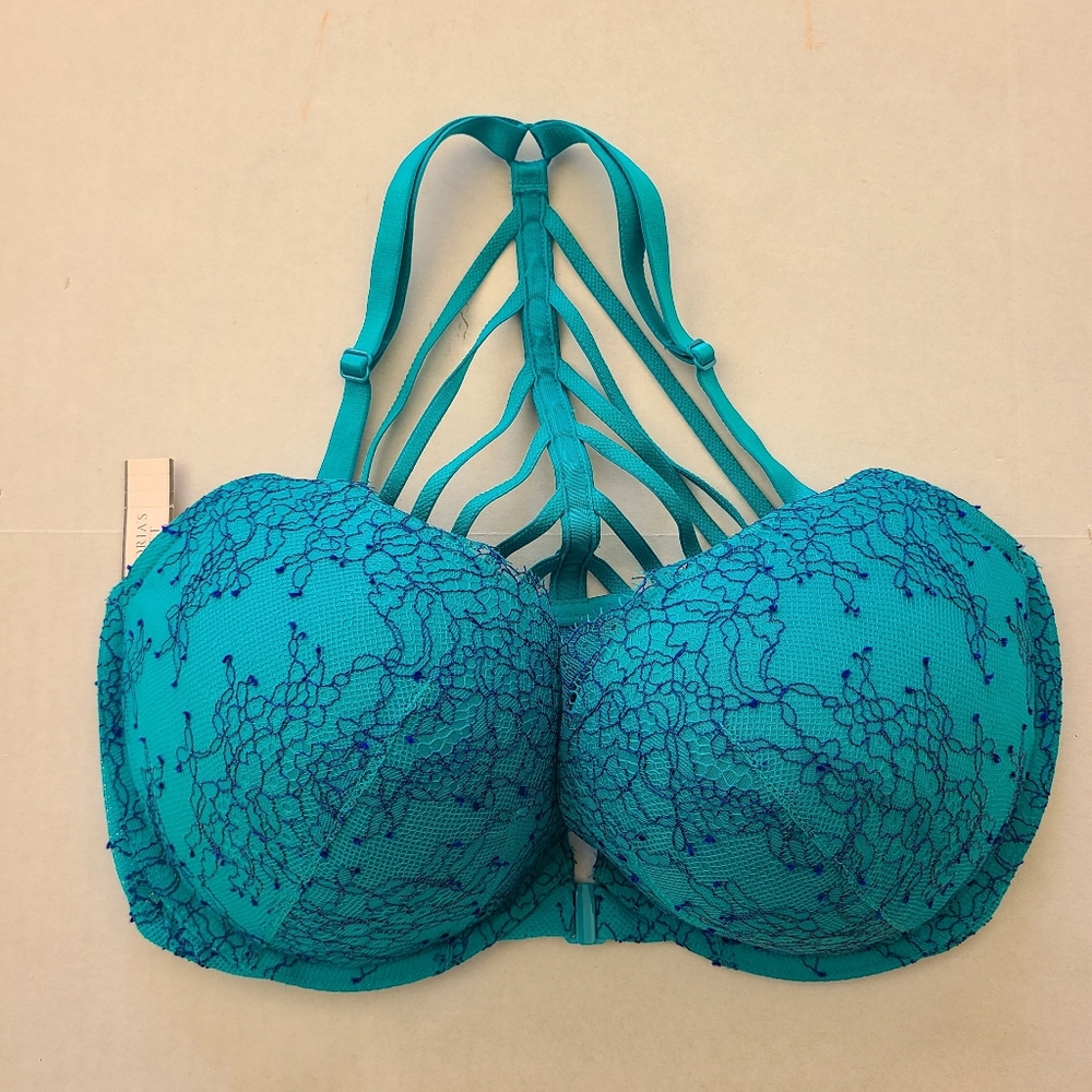 Victoria's Secret Very Sexy Push-Up Front Clasp Bra Blue Size 34DD NEW with Tags